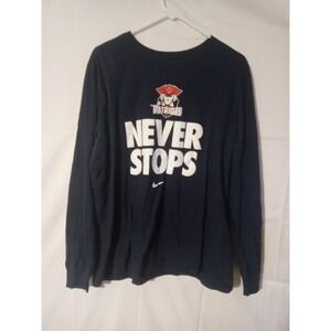 Nike Mens New England Patriots Tee Shirt Long Sleeve Blue Never Give Up XL 🔥